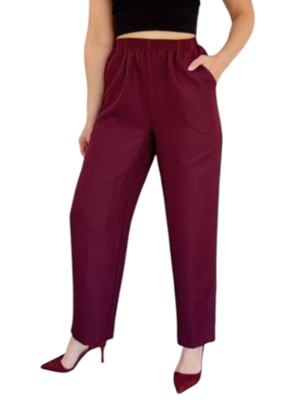 Vintage Blair maroon high rise stretch elastic waist pull on pants size 10P